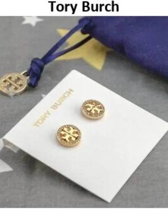 Tory Burch Miller Pav?? Stud Earrings in Gold - Picture 5 of 5